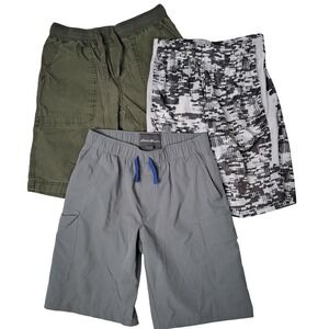 Kids Eddie Bauer Cargo Shorts Gray Drawstring Pockets Size‎ M